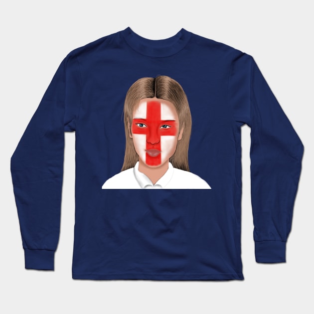 England Flag English Football Fan Long Sleeve T-Shirt by Merchweaver